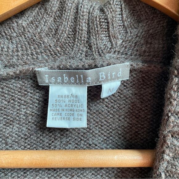Isabella Bird Anthropologie Wool Shawl Cardigan – Taupe Brown Size M - Picture 4 of 4